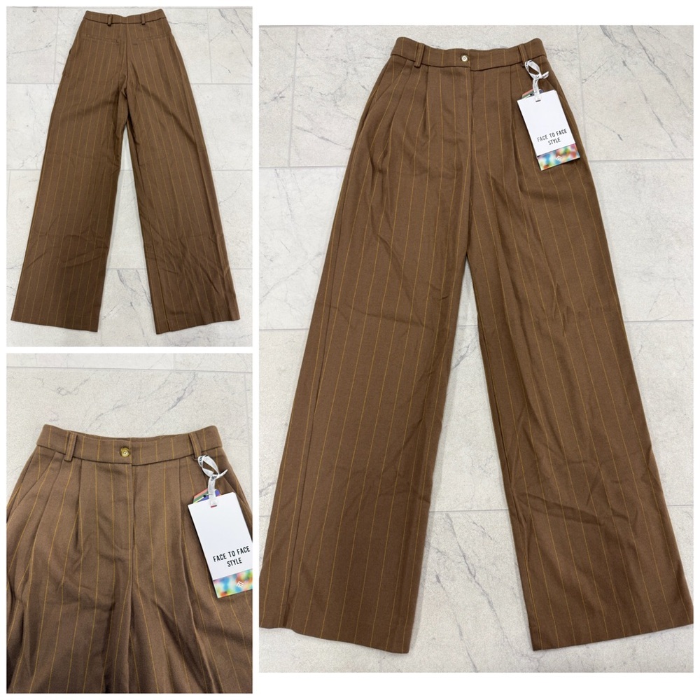 (RR-30) Face To Face Style High Waisted Pinstripe Trouser Pant
